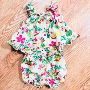RJC Floral Tropical Hawaiian  Two-Piece Set White with Pink & Green Size 18 Mo